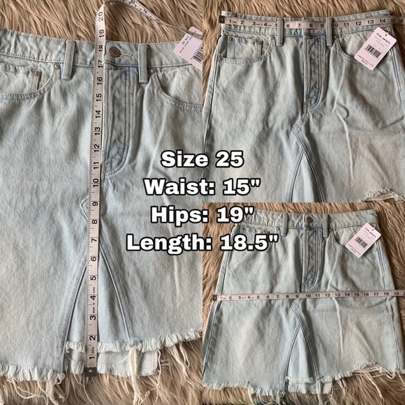 Free People Skirt Going Rogue Denim Distressed Asymmetrical Tidal Wave 25 26 NWT - Picture 10 of 13